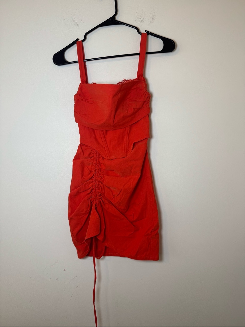 White Fox Wanting More Ruched Corset Mini Dress Orange XS NWT